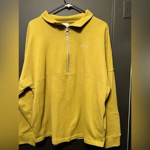 Women’s  Mustard Half-Zip Pink embroidered Sweater